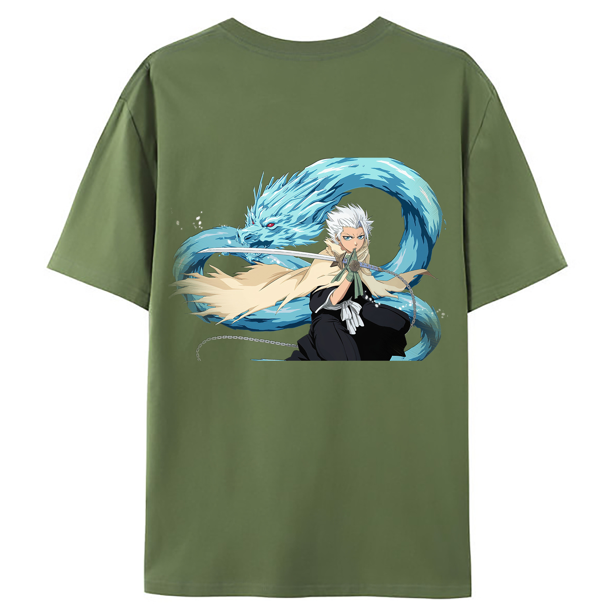 （画像用） ブリーチ 日番谷冬獅郎（ひつがや とうしろう） BLEACH Hitsugaya Toushirou 綿100％ メンズ半袖Tシャツ（バックプリント） 通気性